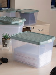 Wham 5 Pack Green Milieu 21.5L Rectangular Plastic Clip Box and Lid - Image 1 of 5