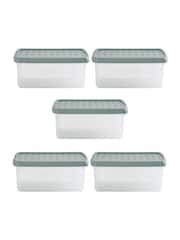 Wham 5 Pack Green Milieu 10.5L Rectangular Plastic Clip Box and Lid - Image 4 of 5