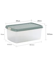 Wham 5 Pack Green Milieu 10.5L Rectangular Plastic Clip Box and Lid - Image 5 of 5