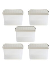 Wham 5 Pack Slate Grey 25.5L Square Plastic Clip Box and Lid - Image 4 of 5