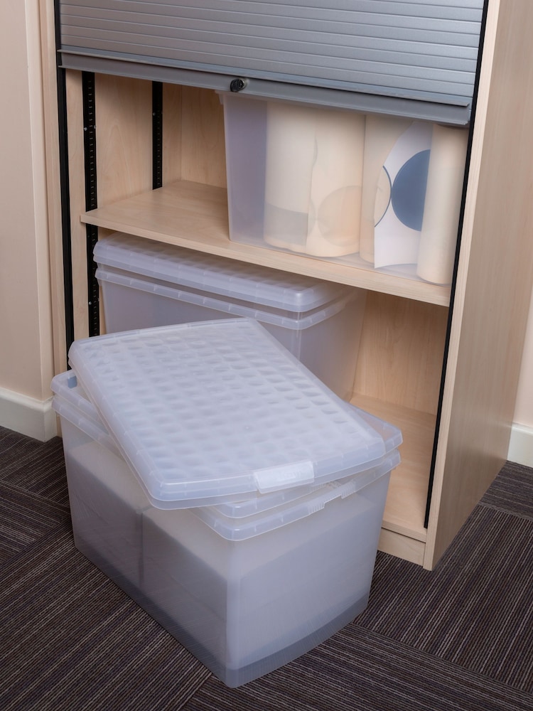 Wham 5 Pack Clear 62L Rectangular Plastic Clip Box and Lid - Image 1 of 5