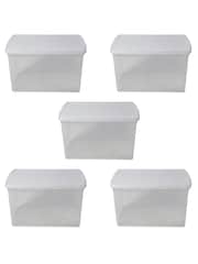 Wham 5 Pack Clear 62L Rectangular Plastic Clip Box and Lid - Image 4 of 5