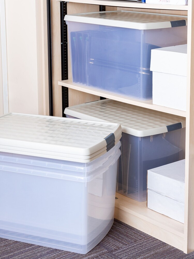 Wham 5 Pack Slate Grey 62L Rectangular Plastic Clip Box and Lid - Image 1 of 5