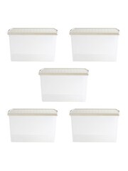 Wham 5 Pack Slate Grey 62L Rectangular Plastic Clip Box and Lid - Image 4 of 5