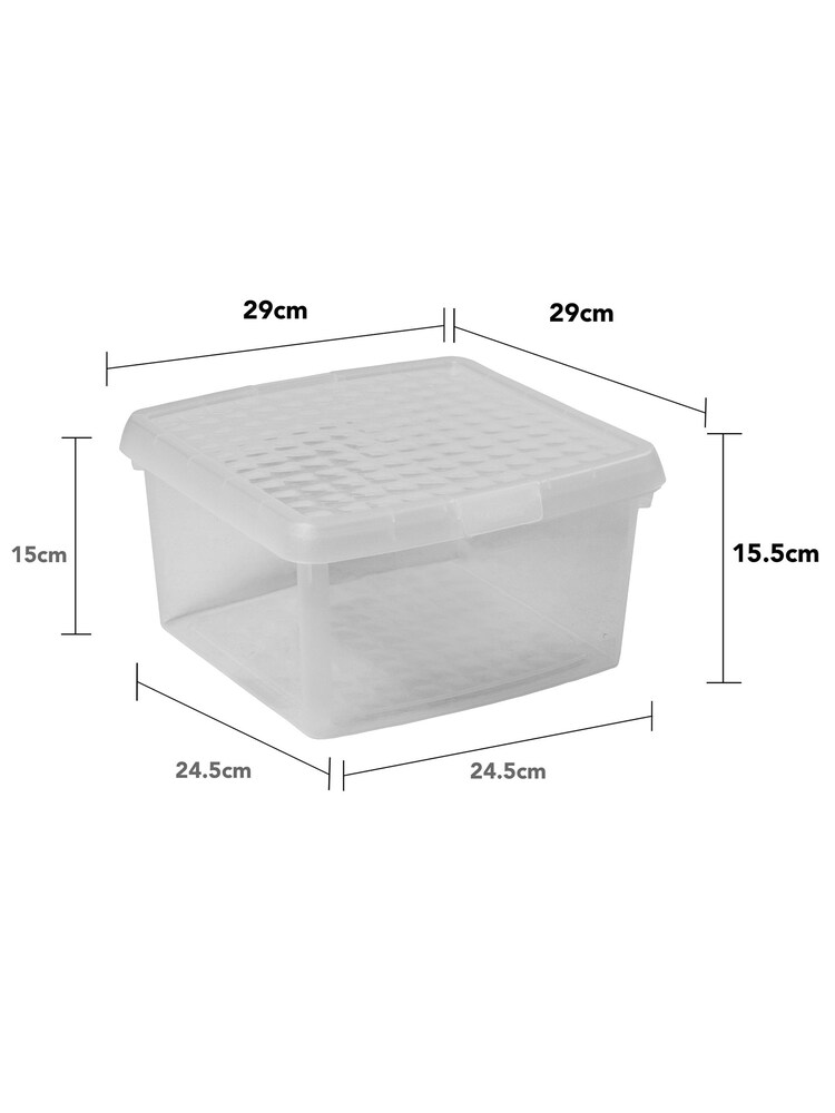 Wham 5 Pack Clear 9L Square Plastic Clip Box and Lid - Image 5 of 5