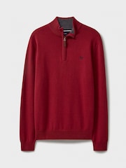 Crew Clothing Red Marun Quarter Zip Knitted 100% Cotton Jumper - Image 5 of 5