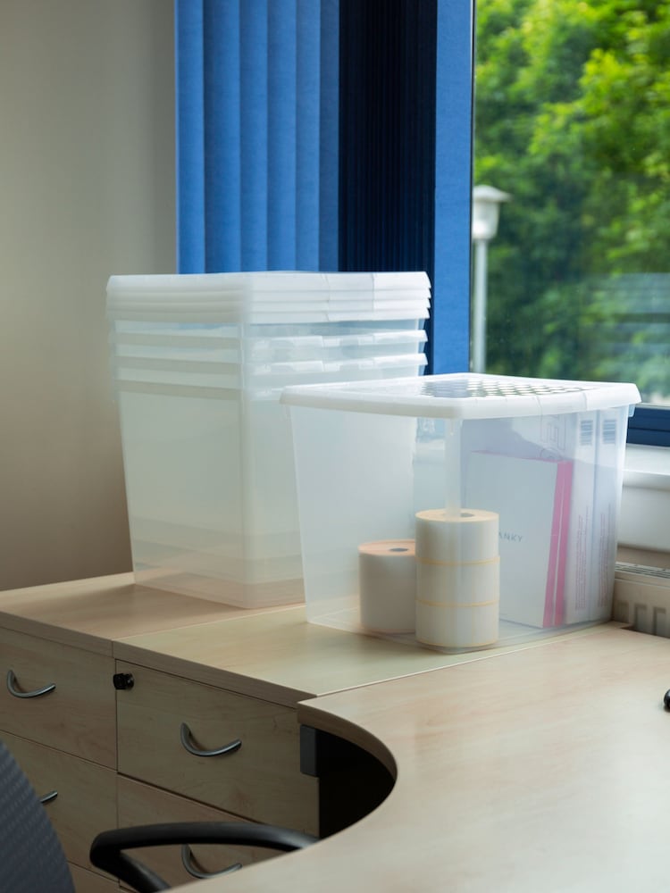Wham 5 Pack Clear 37L Square Plastic Clip Box and Lid - Image 1 of 4