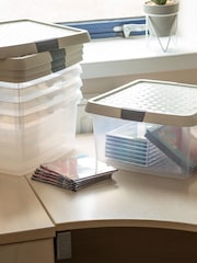 Wham 5 Pack Slate Grey 9L Square Plastic Clip Box and Lid - Image 1 of 5