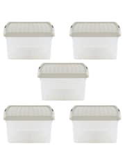Wham 5 Pack Slate Grey 9L Square Plastic Clip Box and Lid - Image 4 of 5