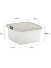 Wham 5 Pack Slate Grey 9L Square Plastic Clip Box and Lid - Image 5 of 5