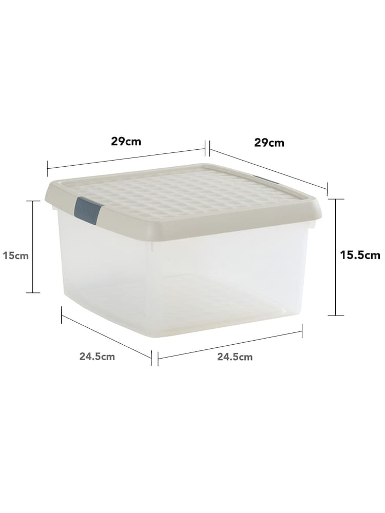 Wham 5 Pack Slate Grey 9L Square Plastic Clip Box and Lid - Image 5 of 5