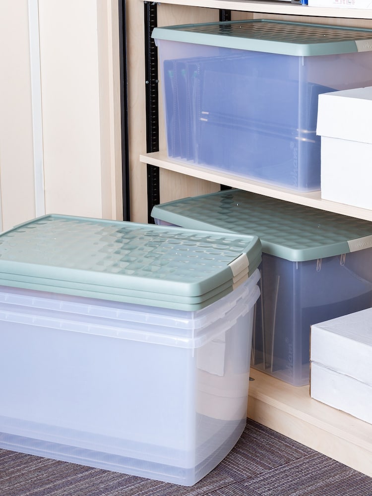 Wham 5 Pack Green Milieu 62L Rectangular Plastic Clip Box and Lid - Image 1 of 5