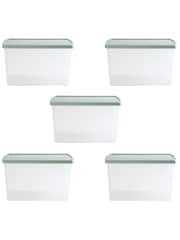 Wham 5 Pack Green Milieu 62L Rectangular Plastic Clip Box and Lid - Image 4 of 5
