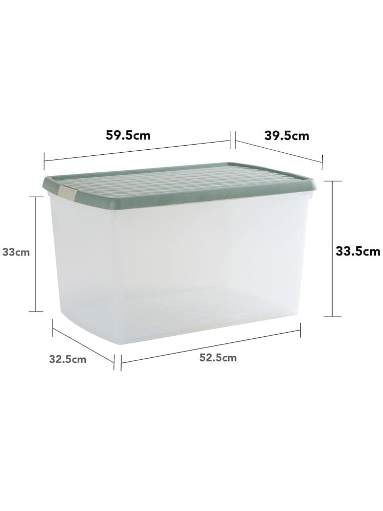 Wham 5 Pack Green Milieu 62L Rectangular Plastic Clip Box and Lid - Image 5 of 5