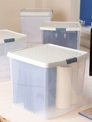 Wham 5 Pack Slate Grey 37L Square Plastic Clip Box and Lid - Image 1 of 5