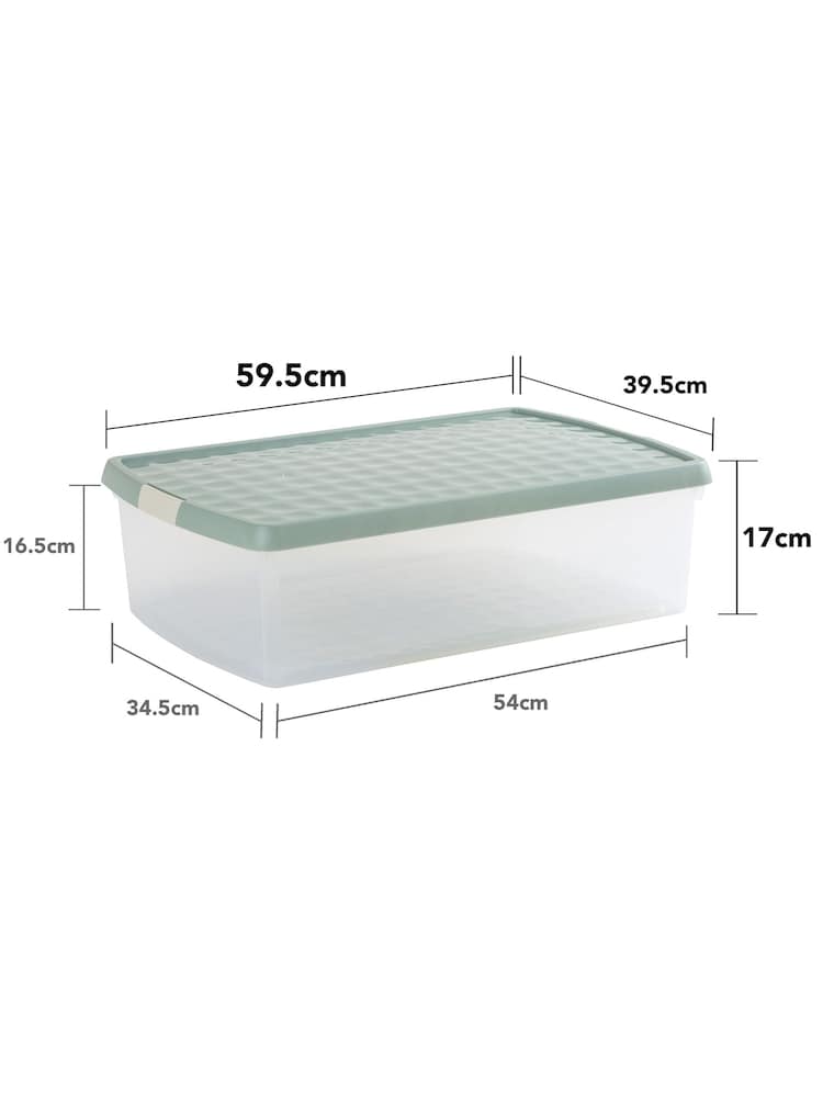 Wham 5 Pack Green Milieu 30L Rectangular Plastic Clip Box and Lid - Image 5 of 5
