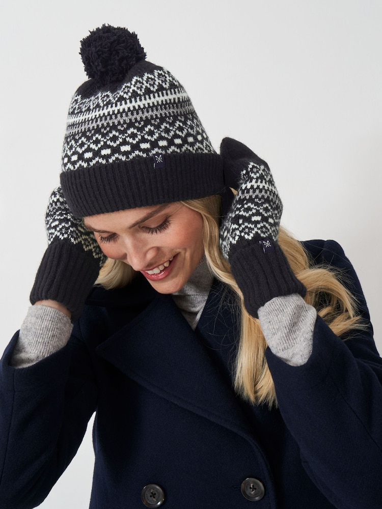 Crew Clothing Company Black Winter Pattern Beanie - Image 1 of 2