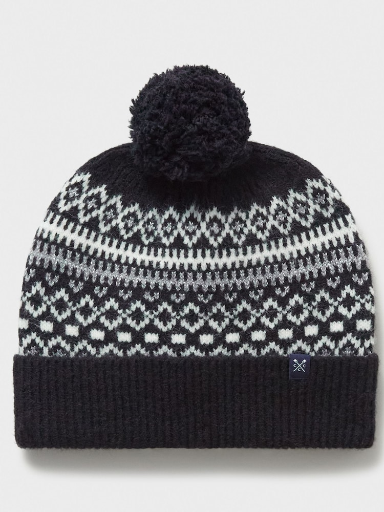 Crew Clothing Company Black Winter Pattern Beanie - Image 2 of 2
