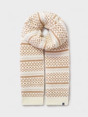 Crew Clothing Natural Fairisle Pattern Scarf - Image 2 of 2