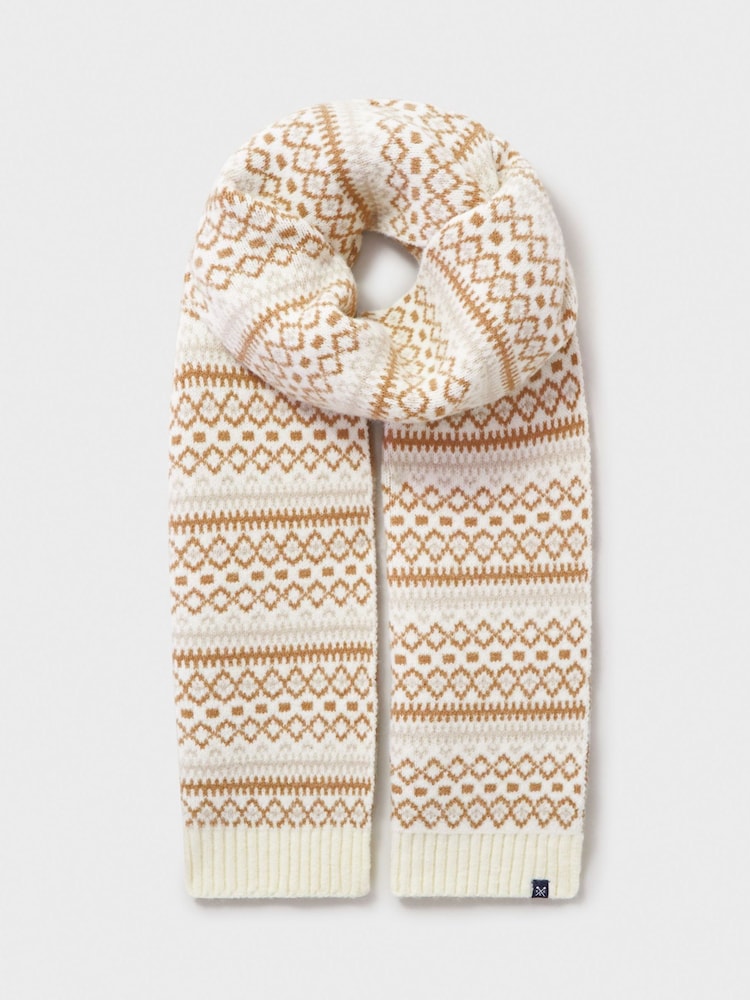 Crew Clothing Natural Fairisle Pattern Scarf - Image 2 of 2