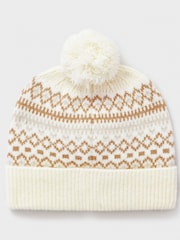 Crew Clothing Company Natural Winter Pattern Beanie - Image 3 of 3