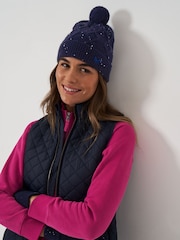 Crew Clothing Company Blue Cable Knit Sparkly Beanie - Image 1 of 3