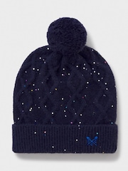 Crew Clothing Company Blue Cable Knit Sparkly Beanie - Image 2 of 3