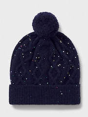 Crew Clothing Company Blue Cable Knit Sparkly Beanie - Image 3 of 3