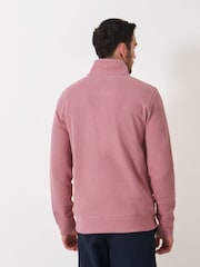 Crew Clothing Pink French Rib Half Zip Knit 100% Cotton Sweatshirt - Image 4 of 5