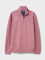 Crew Clothing Pink French Rib Half Zip Knit 100% Cotton Sweatshirt - Image 5 of 5