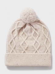 Crew Clothing Company Natural Cable Knit Sparkly Beanie - Image 2 of 3
