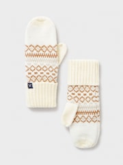 Crew Clothing Company Natural Fairisle Pattern Mitten Gloves - Image 2 of 2