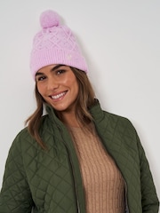 Crew Clothing Company Pink Cable Knit Sparkly Beanie - Image 1 of 3