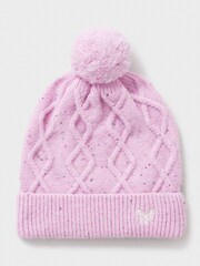 Crew Clothing Company Pink Cable Knit Sparkly Beanie - Image 2 of 3