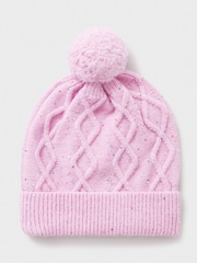 Crew Clothing Company Pink Cable Knit Sparkly Beanie - Image 3 of 3