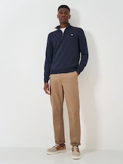 Crew Clothing Blue Navy Quarter Zip Knitted 100% Cotton Jumper - Image 4 of 7