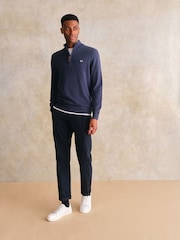 Crew Clothing Blue Navy Quarter Zip Knitted 100% Cotton Jumper - Image 5 of 7
