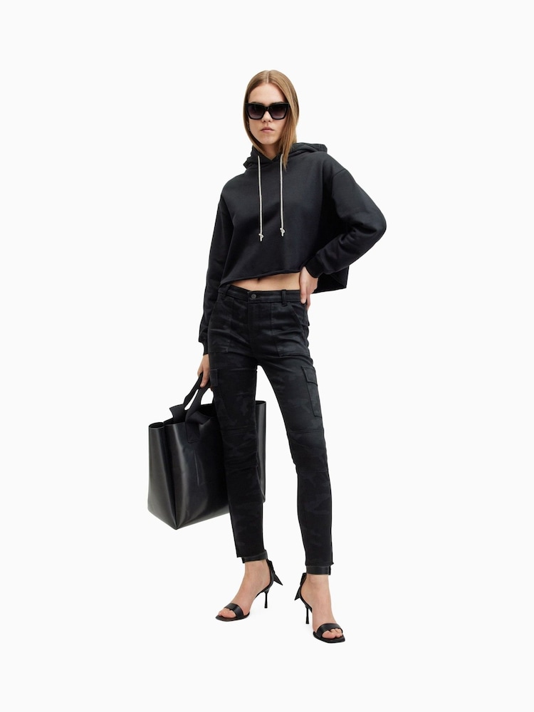 AllSaints Black Duran Camo Cargo Jeans - Image 1 of 9