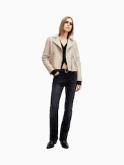AllSaints Ivory White Dalby Biker  Jacket - Image 3 of 7