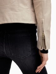 AllSaints Ivory White Dalby Biker  Jacket - Image 4 of 7