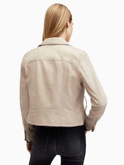 AllSaints Ivory White Dalby Biker  Jacket - Image 6 of 7