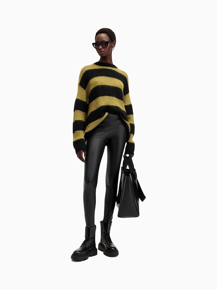 AllSaints Black Cora Faux Leggings - Image 1 of 8