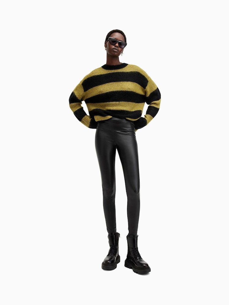 AllSaints Black Cora Faux Leggings - Image 4 of 8