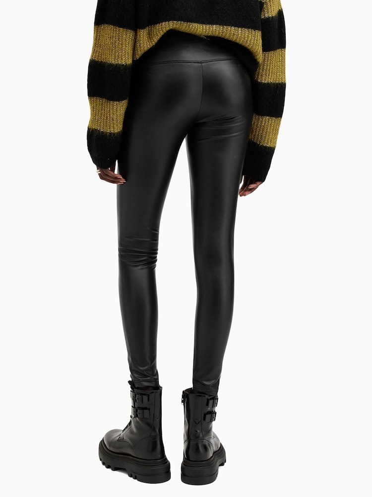 AllSaints Black Cora Faux Leggings - Image 6 of 8