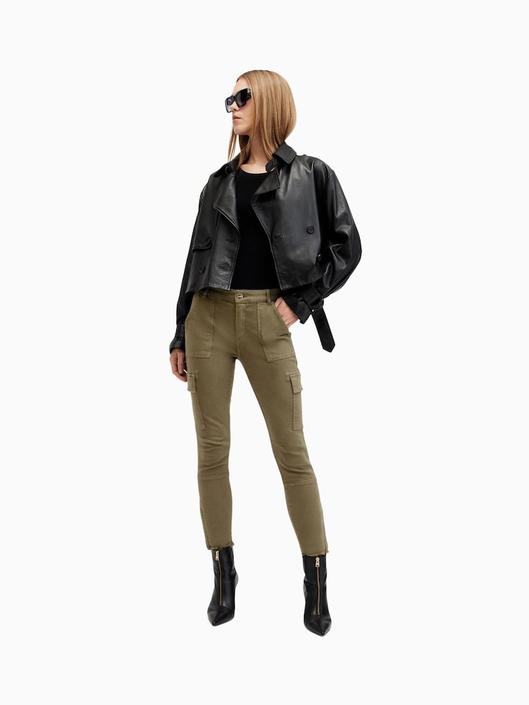 AllSaints Green Duran Skinny Cargo Jeans - Image 1 of 10