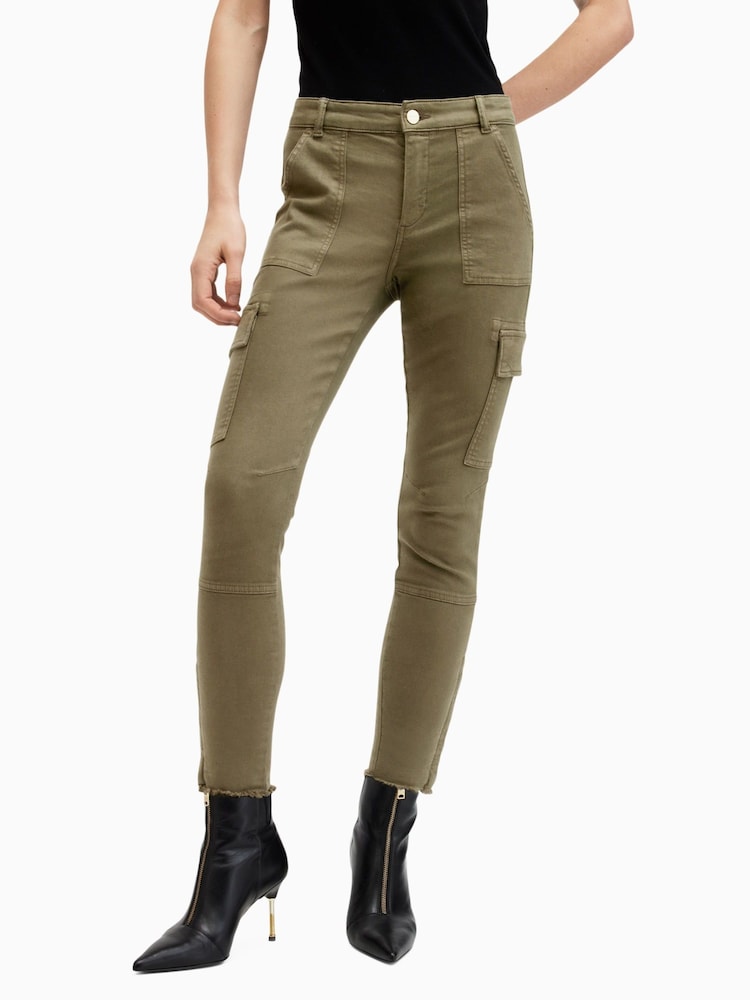 AllSaints Green Duran Skinny Cargo Jeans - Image 2 of 10