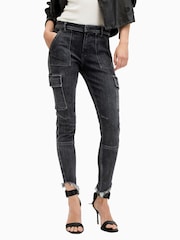 AllSaints Black Duran Asym Jeans - Image 2 of 8
