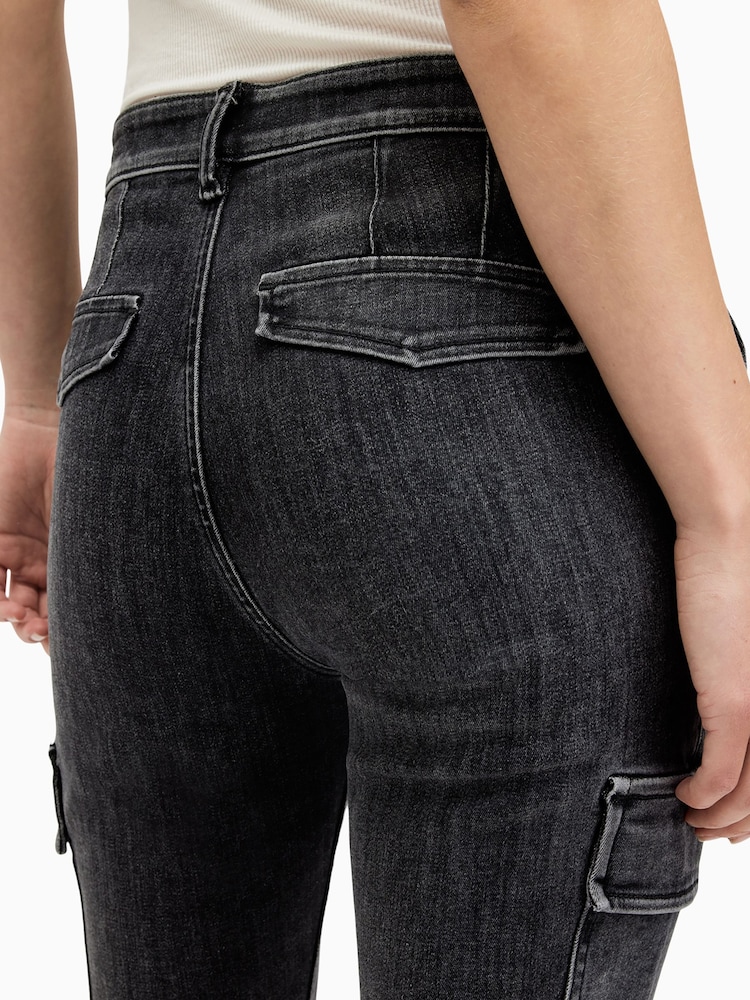 AllSaints Black Duran Asym Jeans - Image 5 of 8