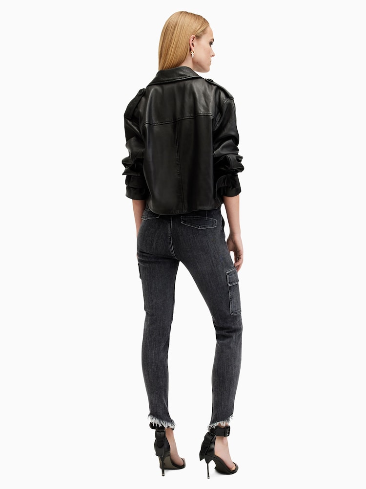 AllSaints Black Duran Asym Jeans - Image 7 of 8