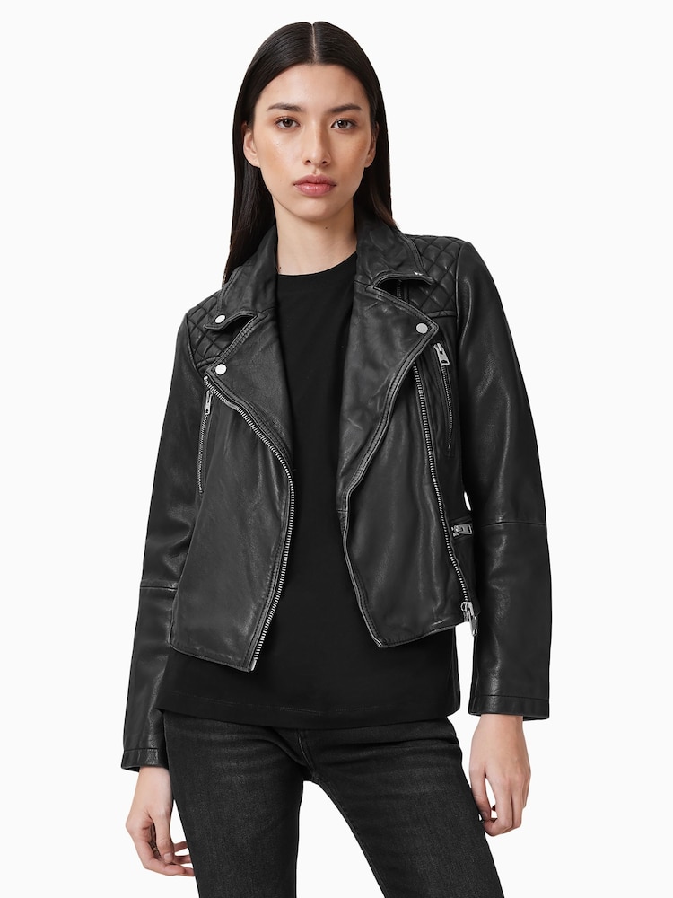 AllSaints Grey Cargo Biker Jacket - Image 1 of 9